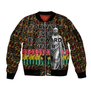 Kwame Nkrumah Ghana Sleeve Zip Bomber Jacket Kente Pattern African TS04