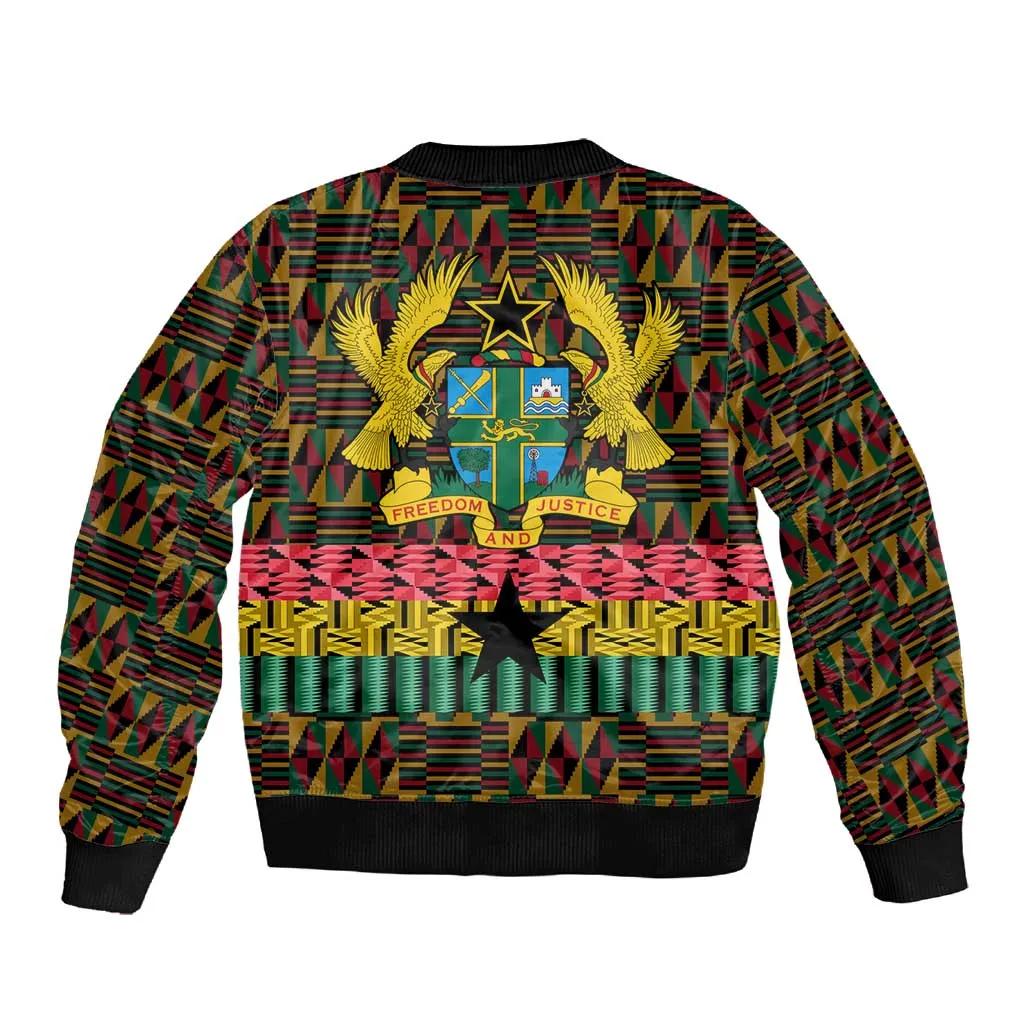 Kwame Nkrumah Ghana Sleeve Zip Bomber Jacket Kente Pattern African TS04