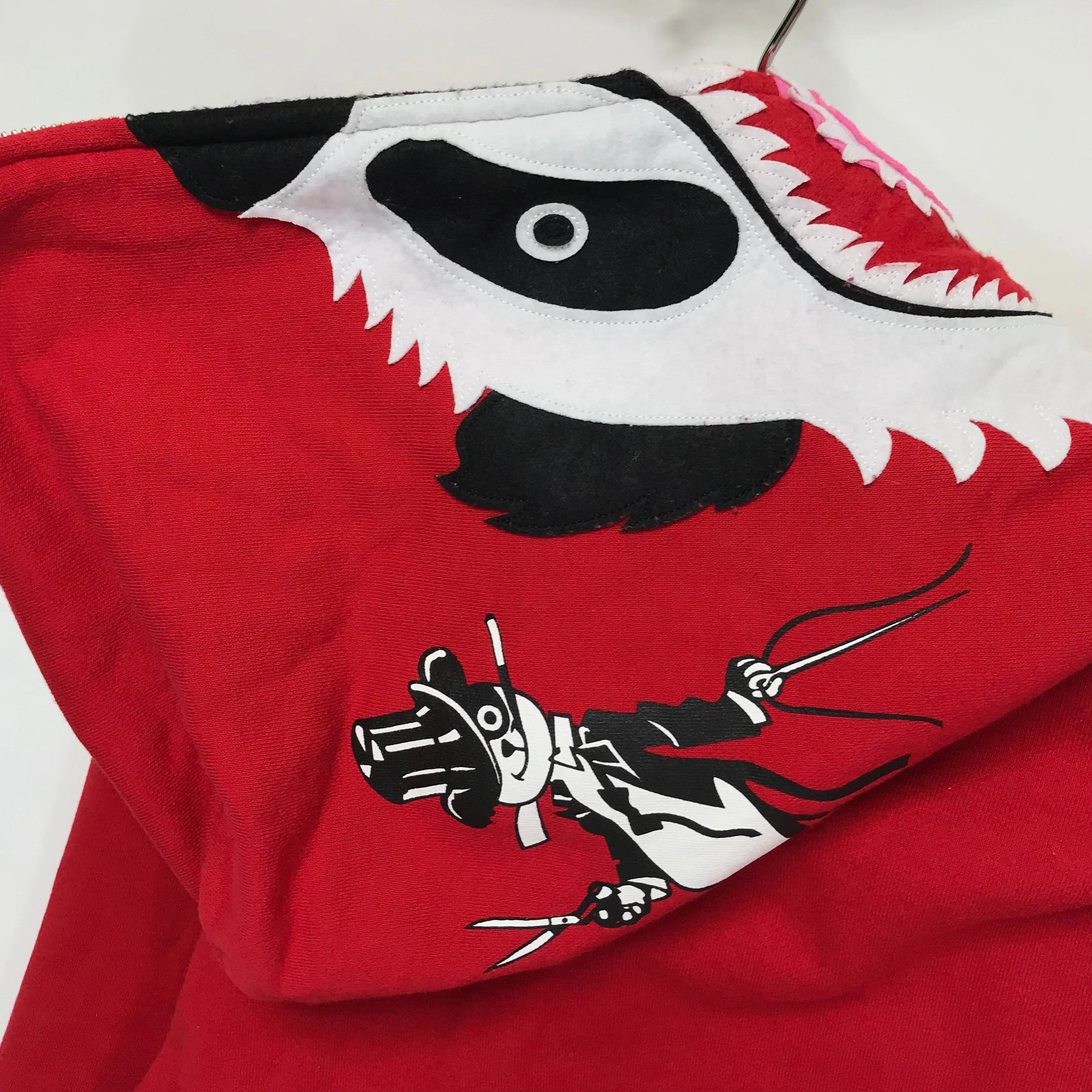 [L] A Bathing Ape Bape Full Zip Panda Hoodie Red