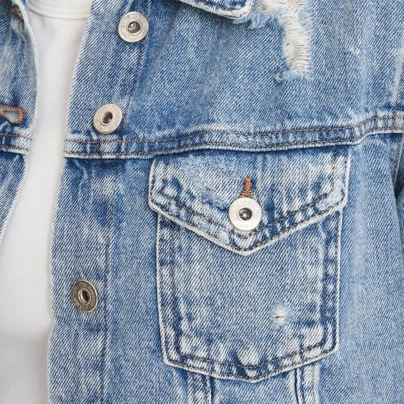 Ladies Super Strong Short Denim Jacket | Ripped | "Dabu"