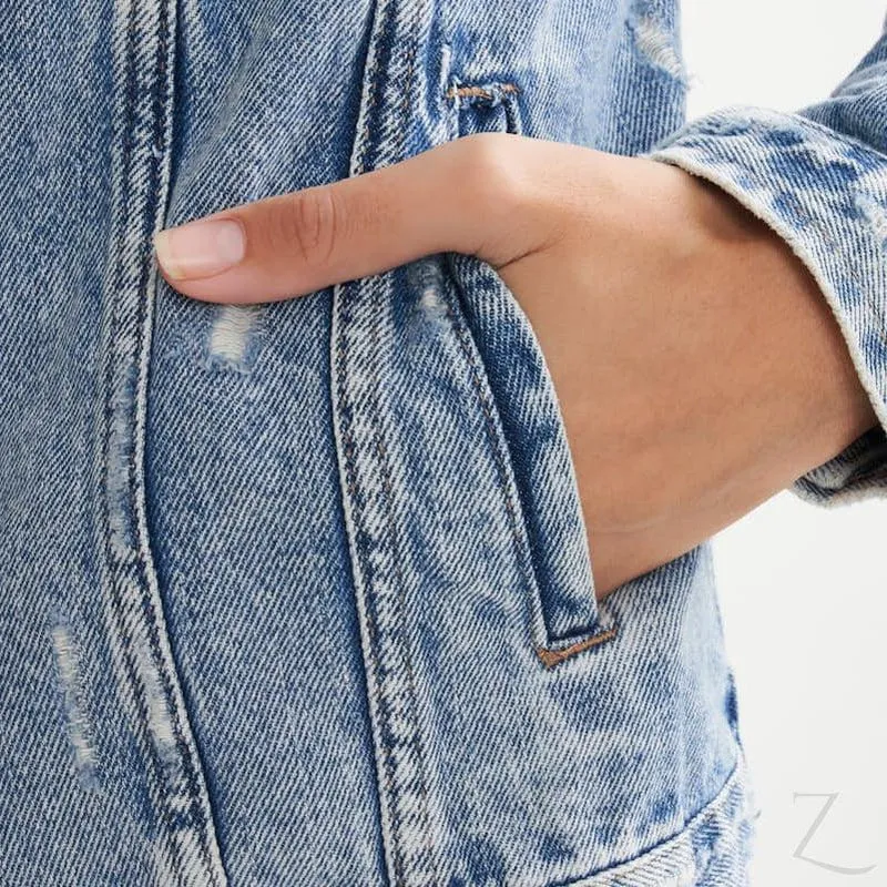 Ladies Super Strong Short Denim Jacket | Ripped | "Dabu"