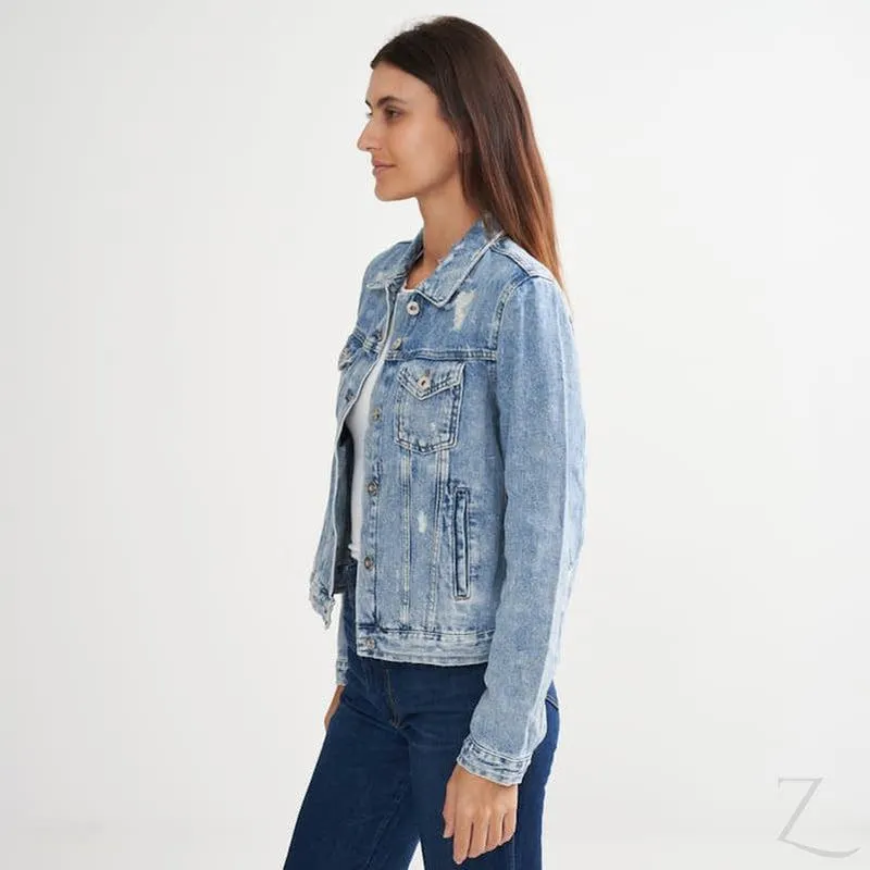 Ladies Super Strong Short Denim Jacket | Ripped | "Dabu"