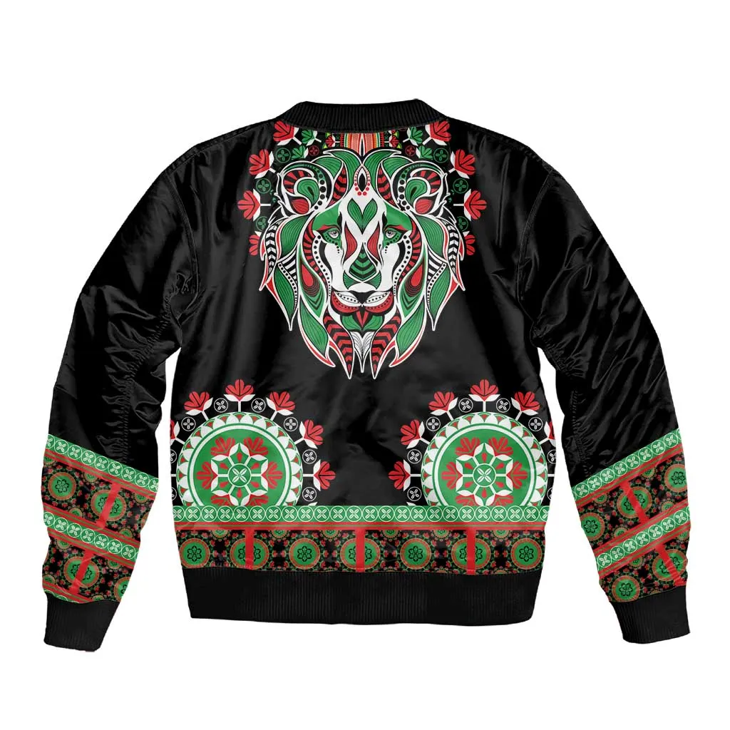 Libya Barbary Lion Sleeve Zip Bomber Jacket Dashiki Simple Style LT05