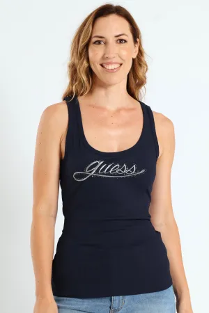 Logo Rib Tank Top - Navy