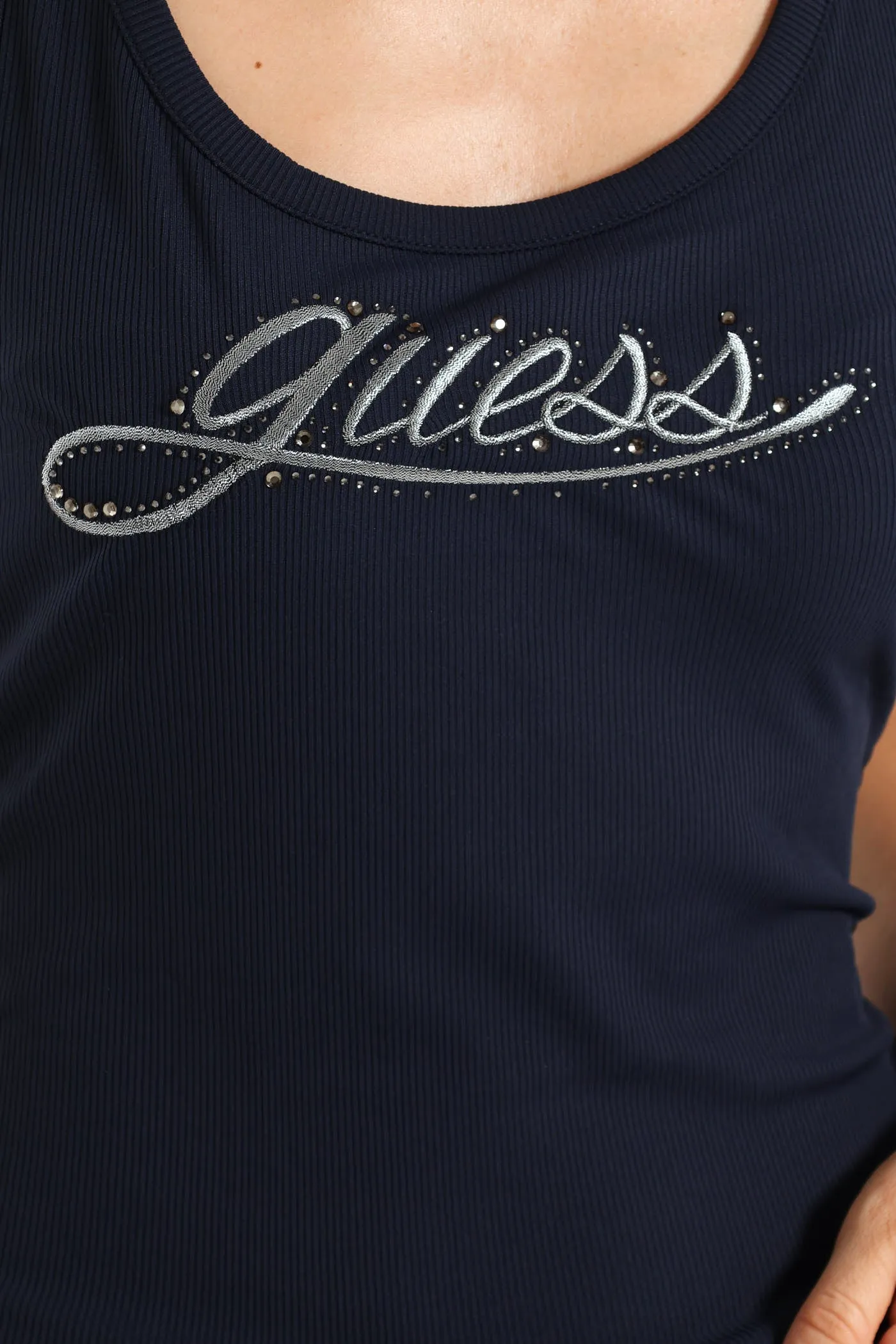 Logo Rib Tank Top - Navy
