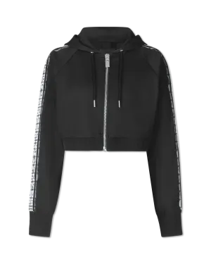 Logo Tape Cropped Zip Up Hoodie