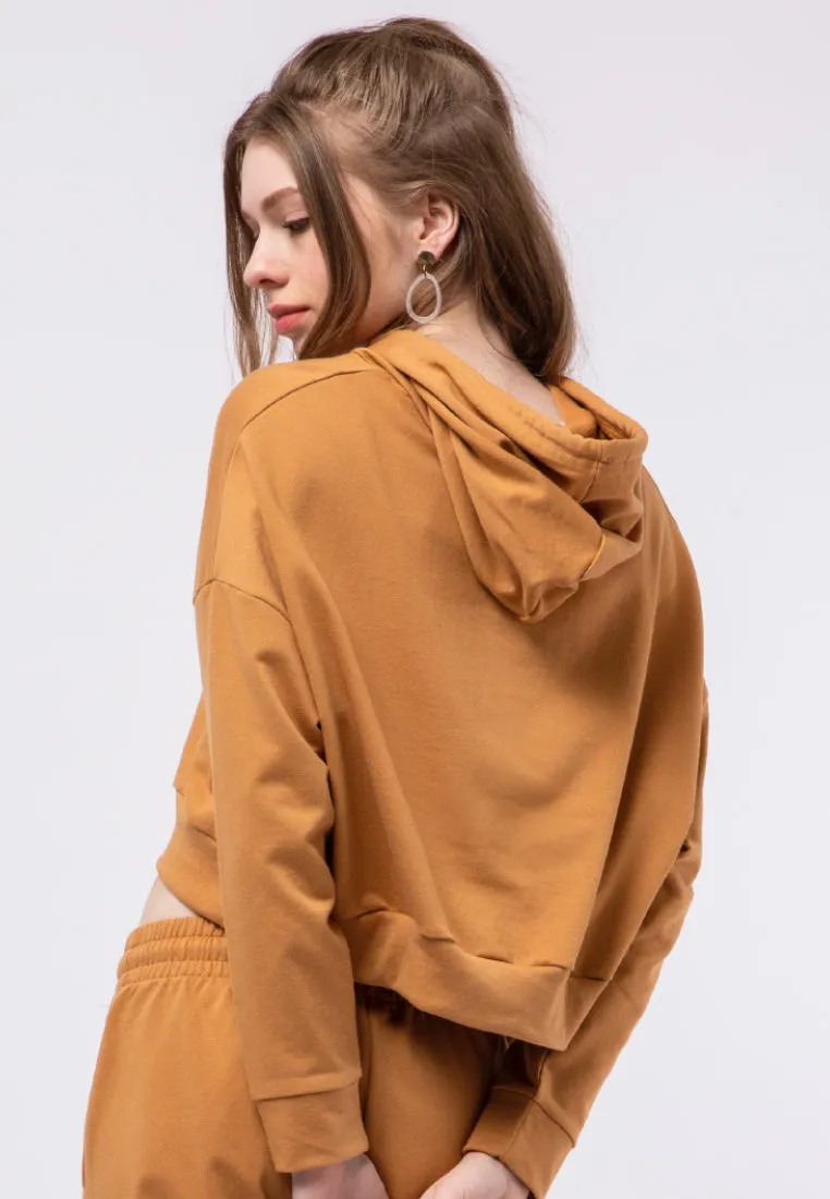 Long Sleeve Crop Hoodie Sweatshirt