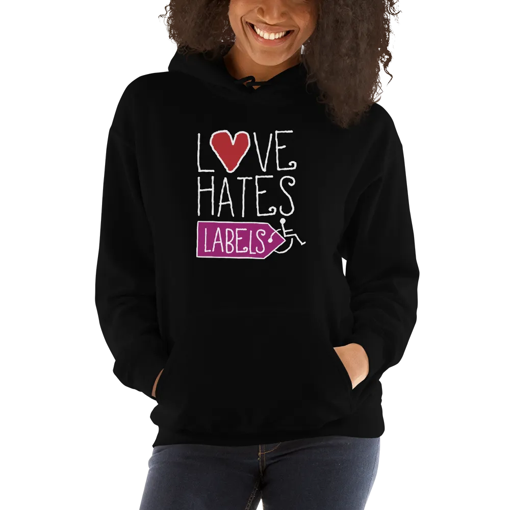 Love Hates Labels (Unisex Dark Hoodies)