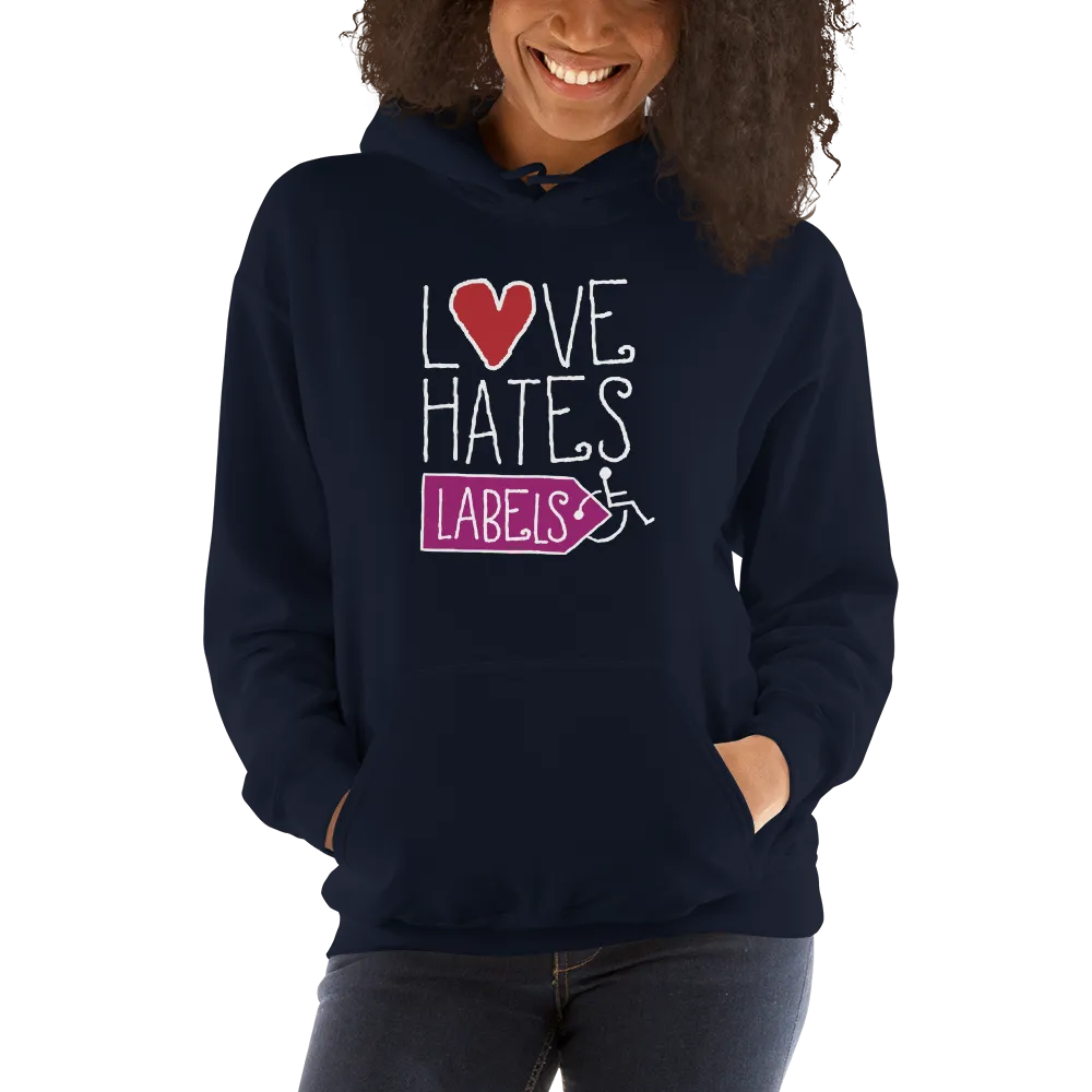 Love Hates Labels (Unisex Dark Hoodies)
