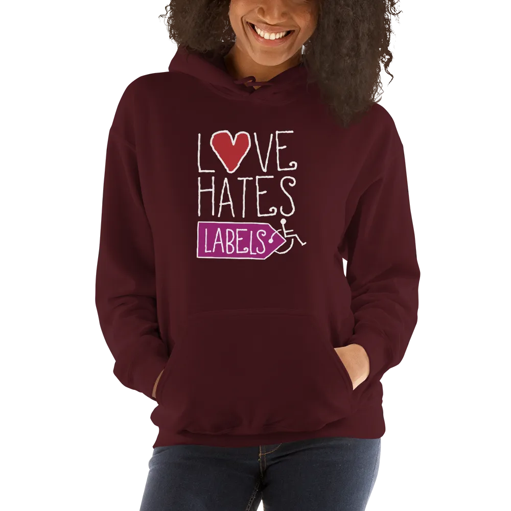 Love Hates Labels (Unisex Dark Hoodies)