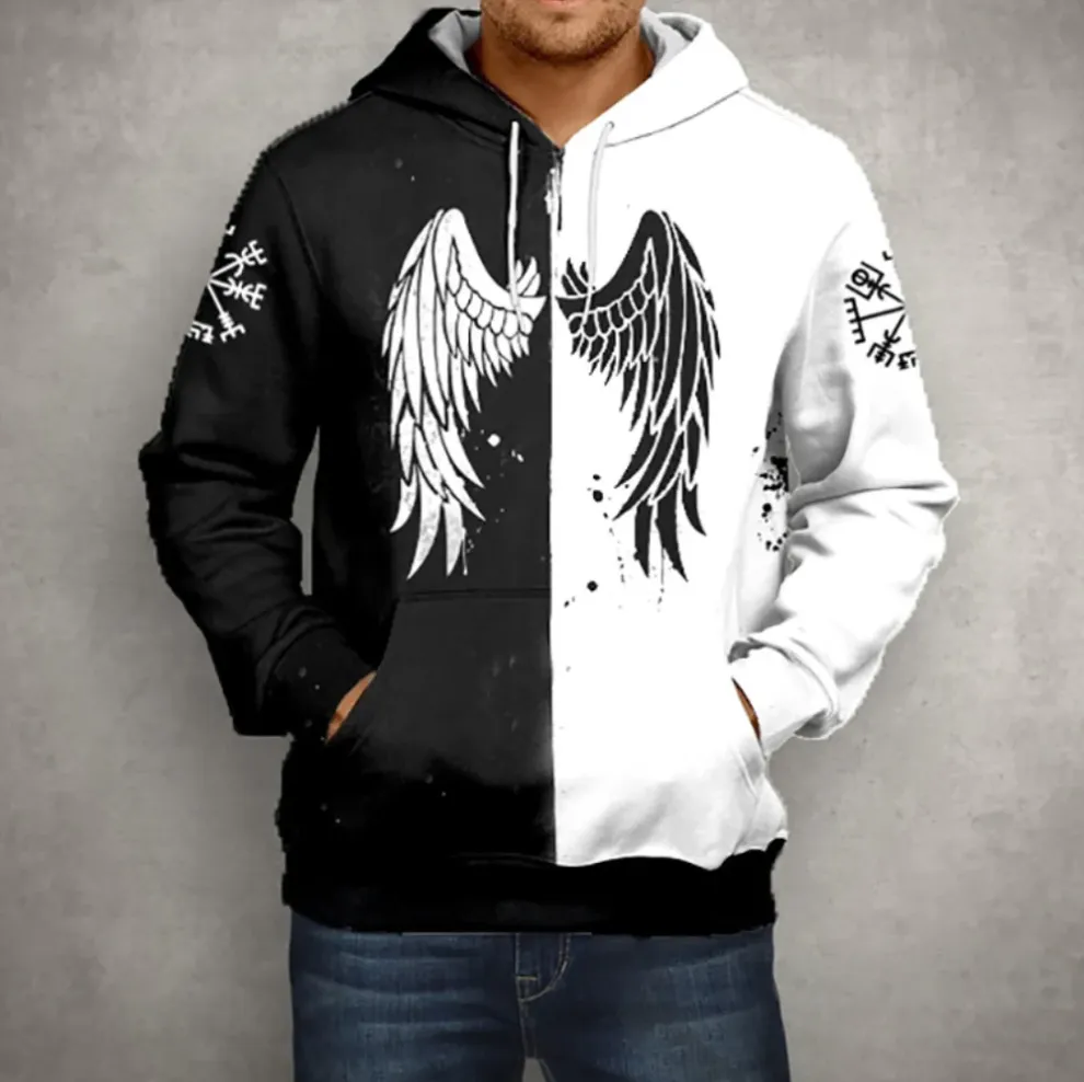 Ludek - men's zip hoodie with wings