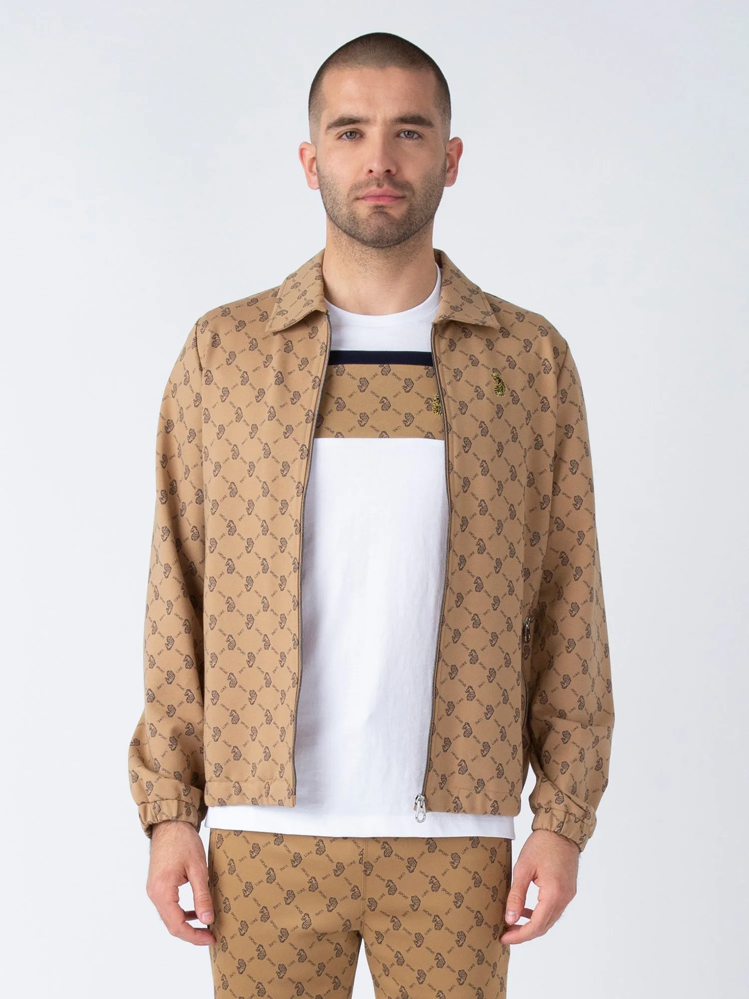 Luke 1977 Shaw Zip Overprint Sweatshirt Caramel
