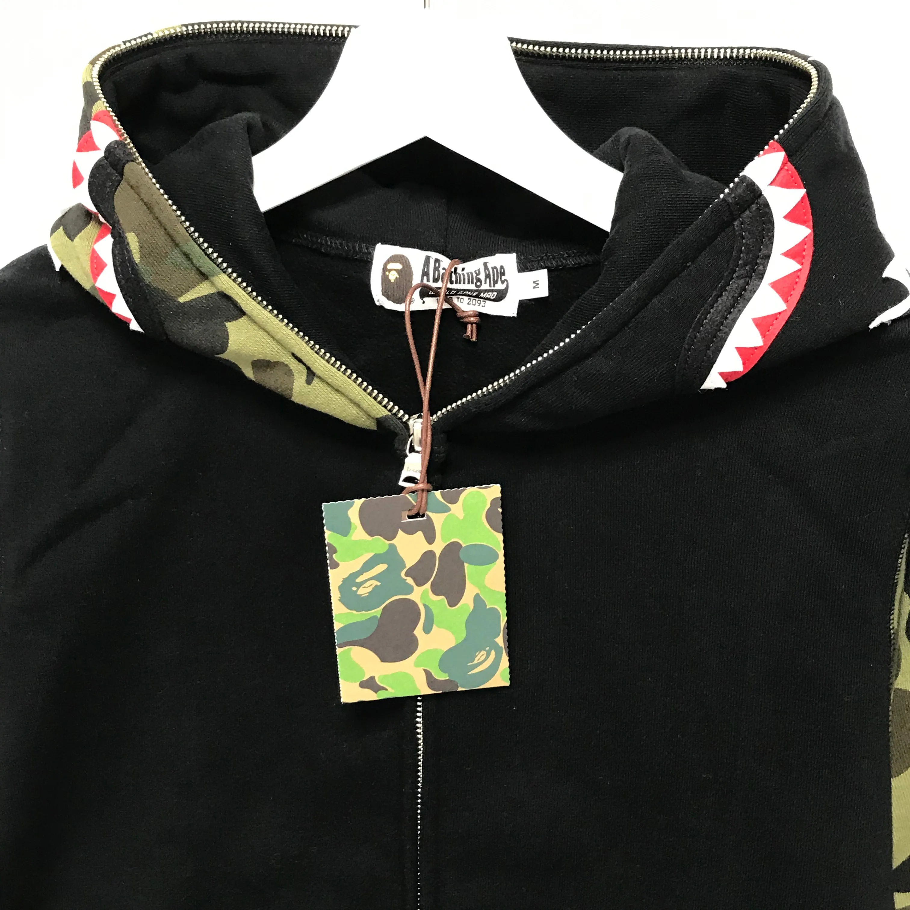 [M] DS! A Bathing Ape Bape WGM 1st Camo Sleeve Shark Full Zip Hoodie