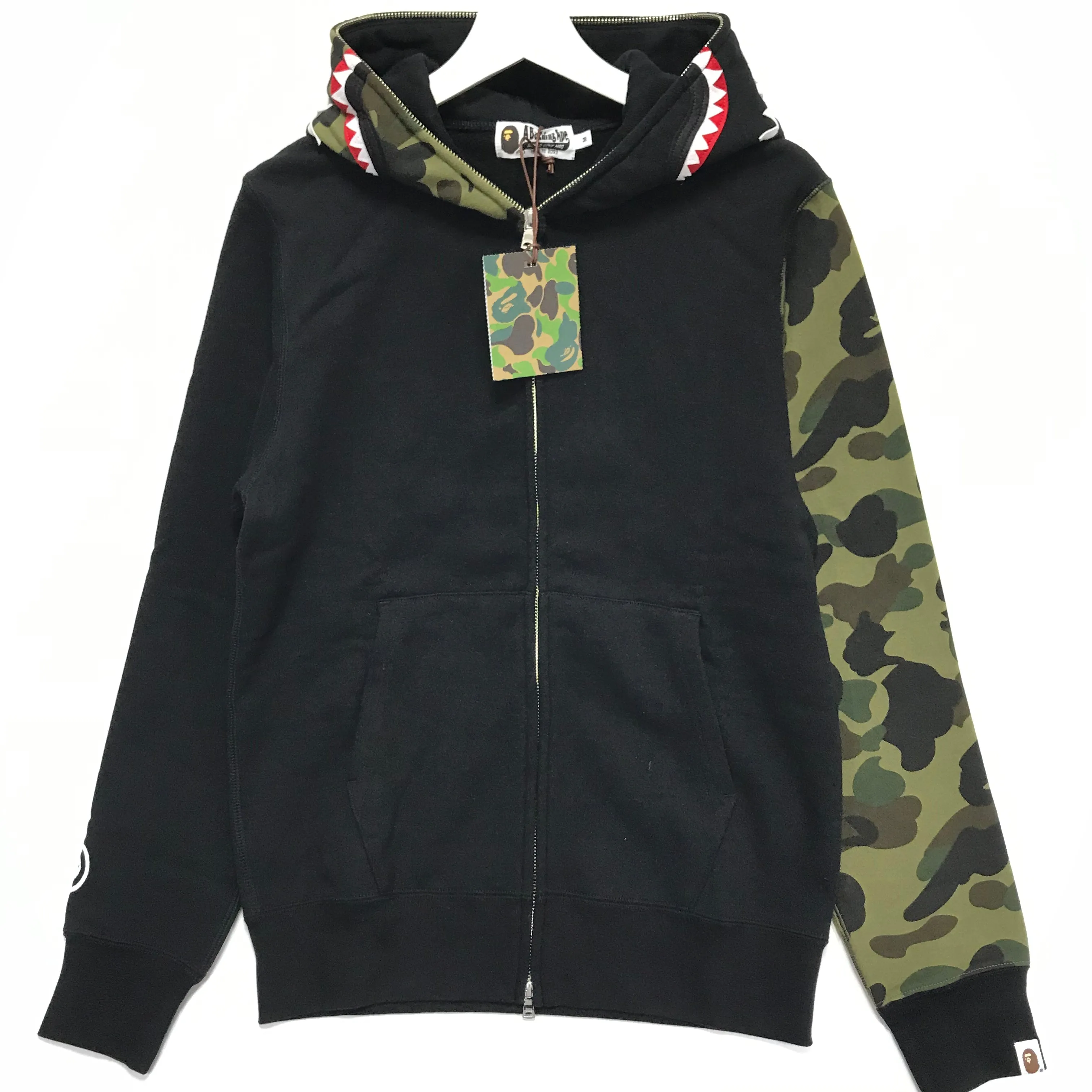 [M] DS! A Bathing Ape Bape WGM 1st Camo Sleeve Shark Full Zip Hoodie