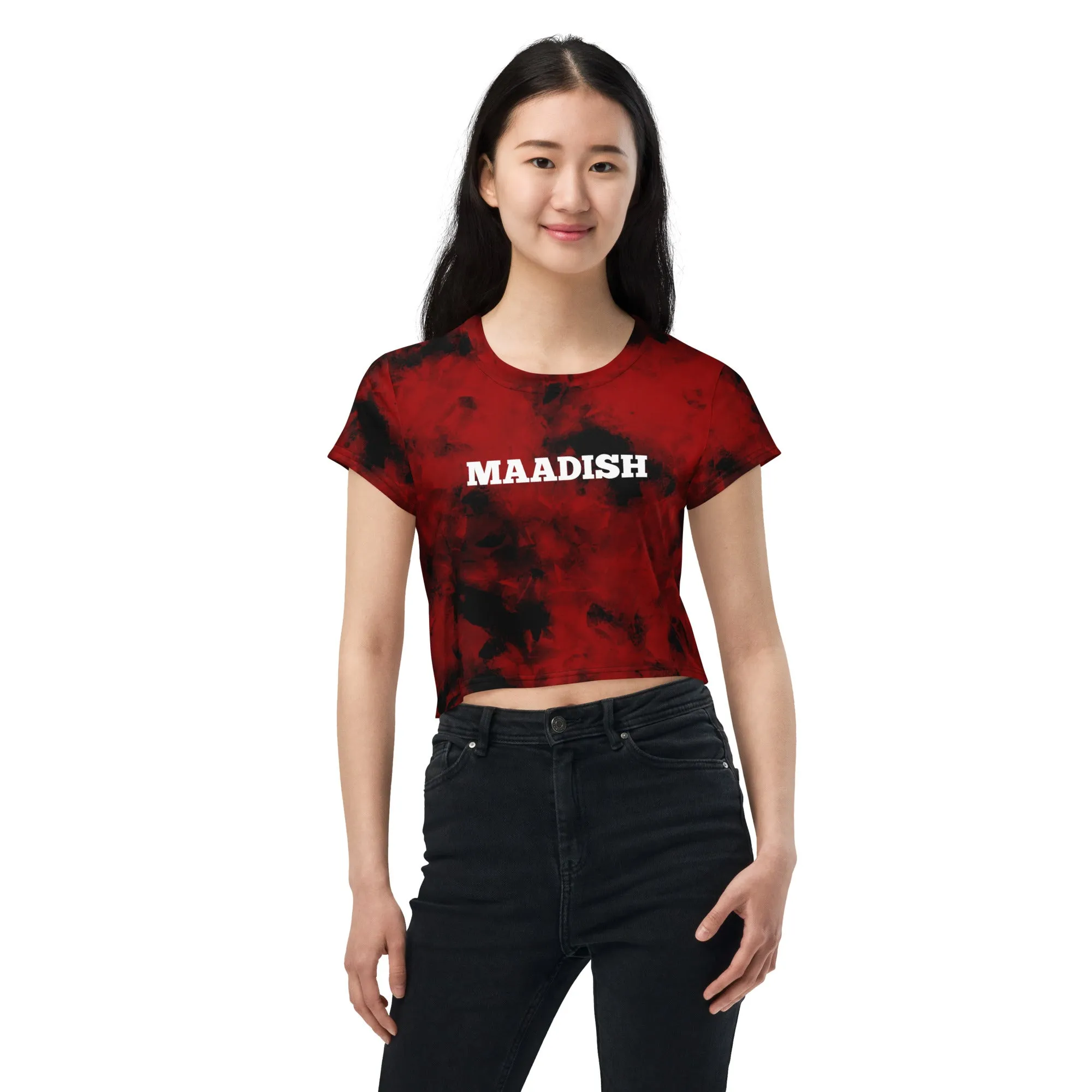 Maadish | Red Tie Dye Crop Tee
