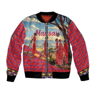 Maasai Adumu Dance Bomber Jacket Shuka Pattern - Kenya Safari LT15
