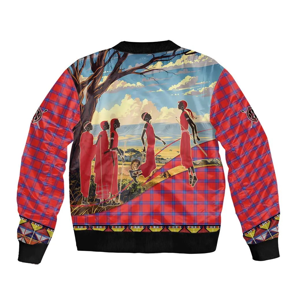 Maasai Adumu Dance Bomber Jacket Shuka Pattern - Kenya Safari LT15