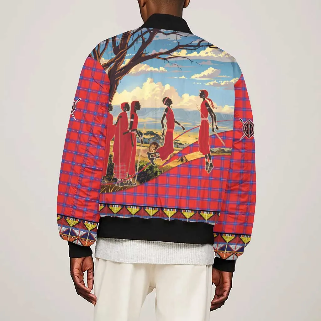 Maasai Adumu Dance Bomber Jacket Shuka Pattern - Kenya Safari LT15