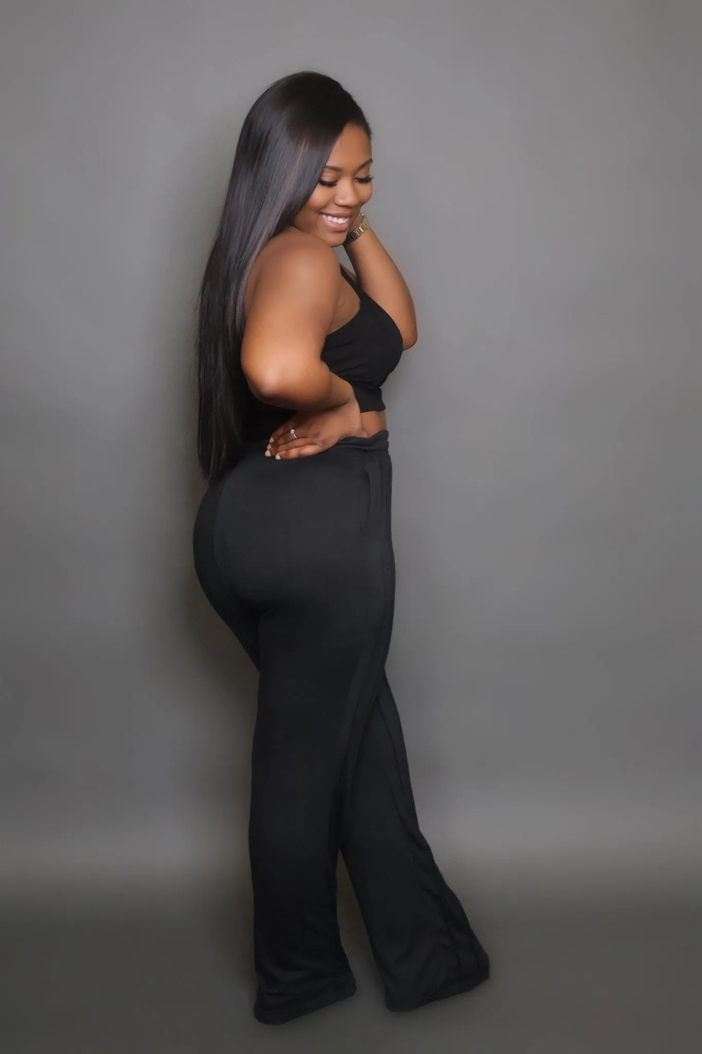 MAKE IT LAST PANTS SET -BLACK