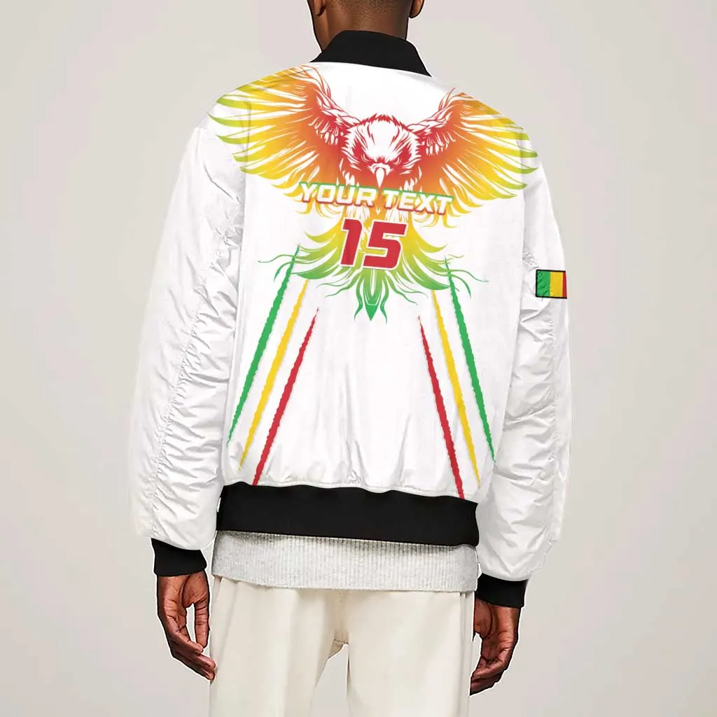 Mali Football Custom Sleeve Zip Bomber Jacket Go Eagles - White Color LT15