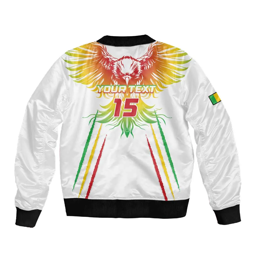 Mali Football Custom Sleeve Zip Bomber Jacket Go Eagles - White Color LT15