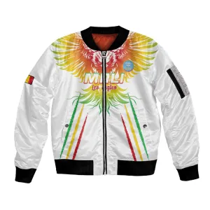 Mali Football Custom Sleeve Zip Bomber Jacket Go Eagles - White Color LT15
