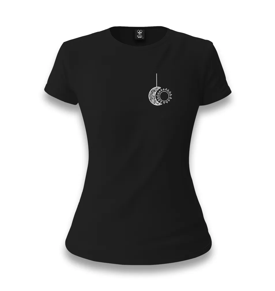 Mandala-Moon and Sun Women's Black T-shirt