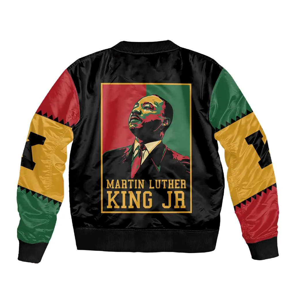 Martin Luther King Jr Sleeve Zip Bomber Jacket MLK Retro Style DT03