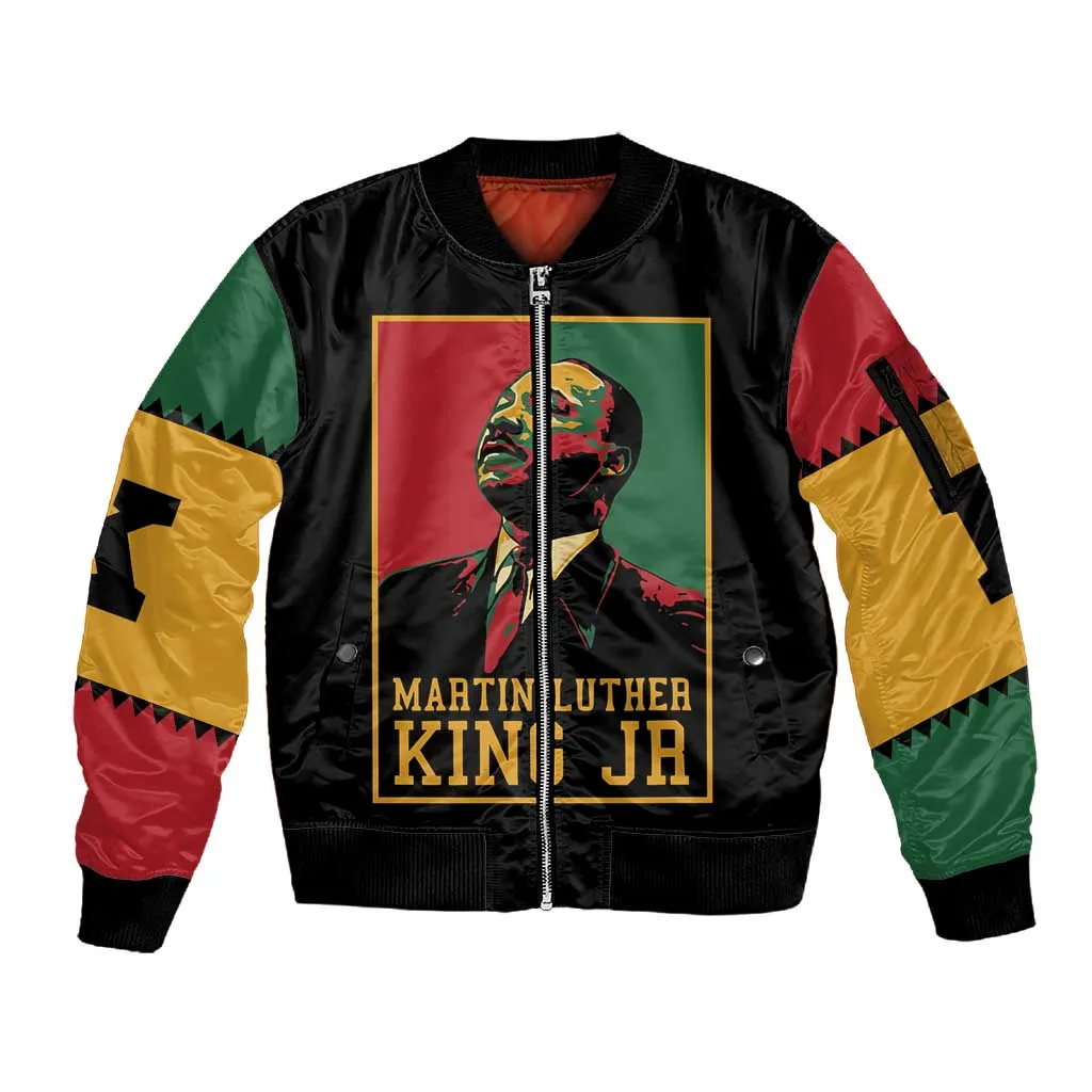 Martin Luther King Jr Sleeve Zip Bomber Jacket MLK Retro Style DT03