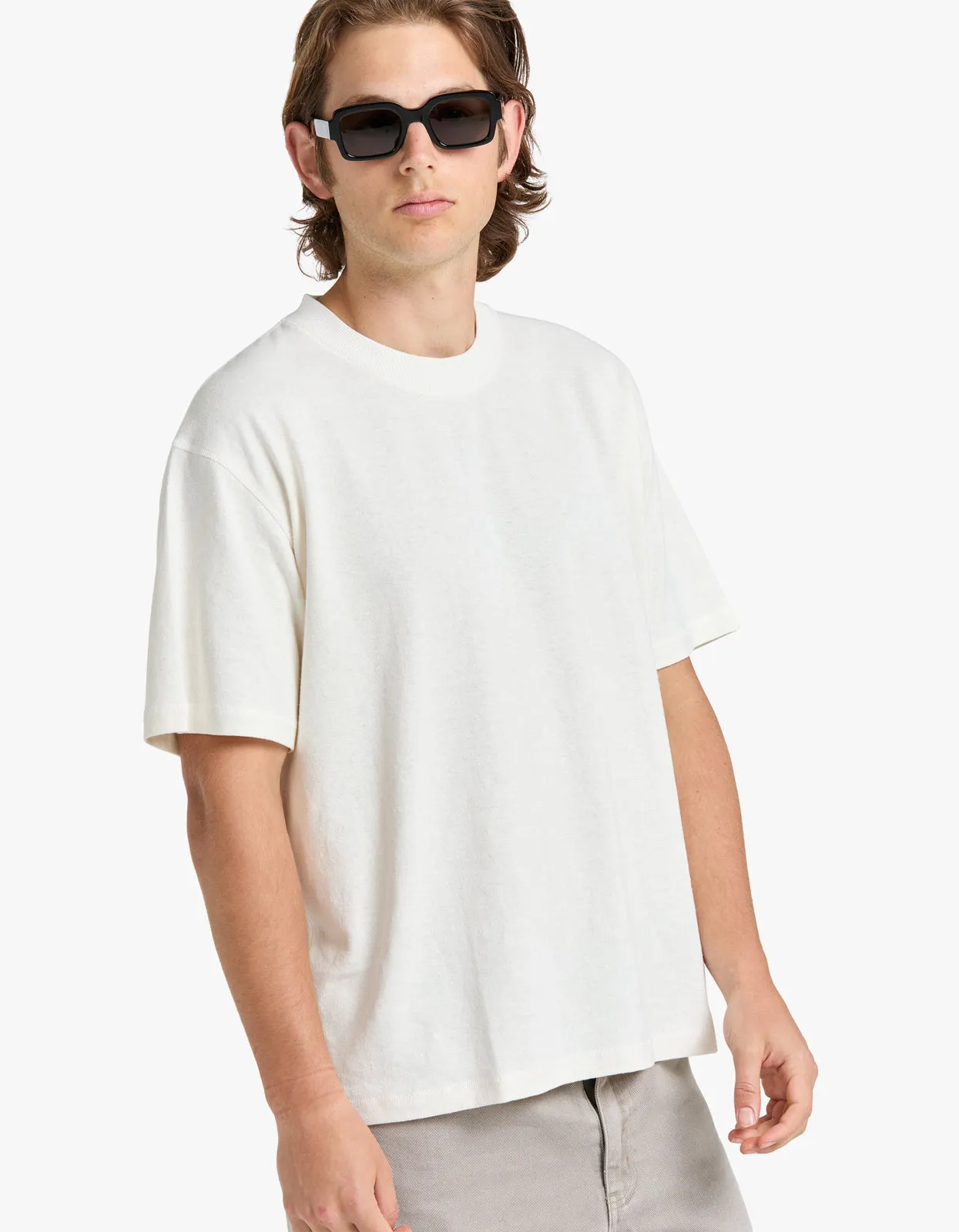 Mens Hemp Jersey S/S Tee - Rice White