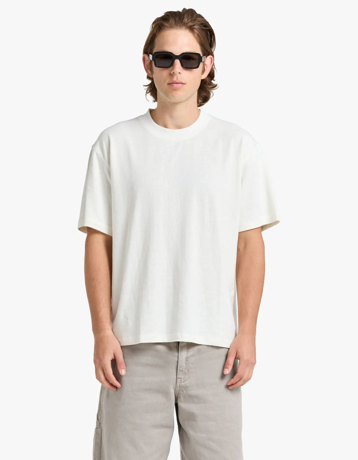 Mens Hemp Jersey S/S Tee - Rice White