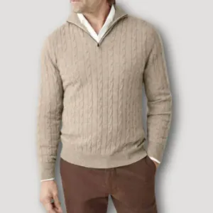 Men's Italian Cashmere Zip-Up Sweater by Rendor