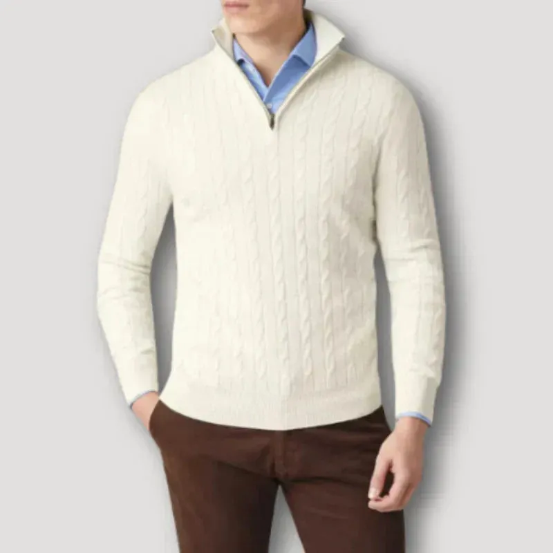 Men's Italian Cashmere Zip-Up Sweater by Rendor