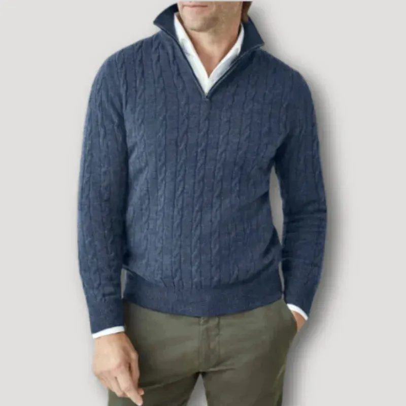 Men's Italian Cashmere Zip-Up Sweater by Rendor