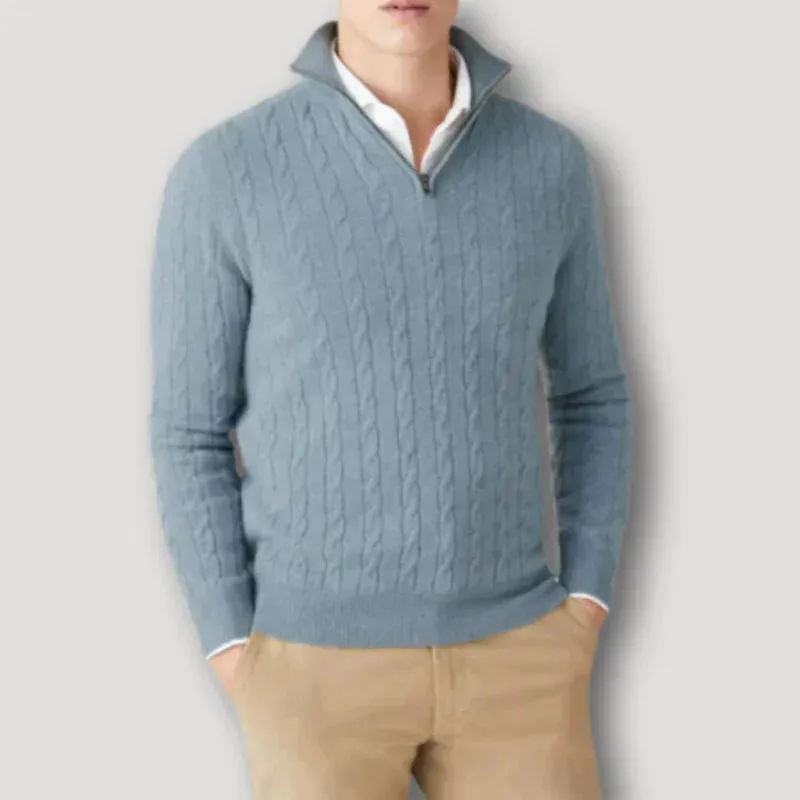 Men's Italian Cashmere Zip-Up Sweater by Rendor