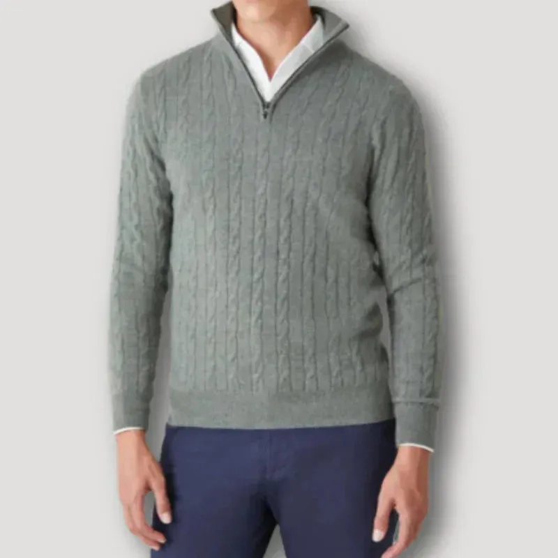 Men's Italian Cashmere Zip-Up Sweater by Rendor