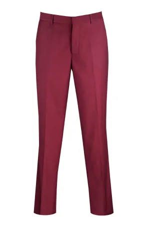 Men's Modern Fit Wool Feel Dress Pants in Burgundy