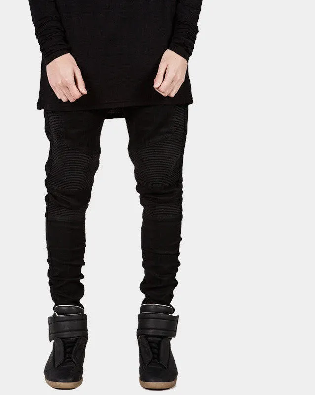 Mens Skinny Biker Jeans Men Hi-Street Ripped Rider Denim Jeans Motorcycle Runway Slim Fit Washed Moto Denim Pants Joggers