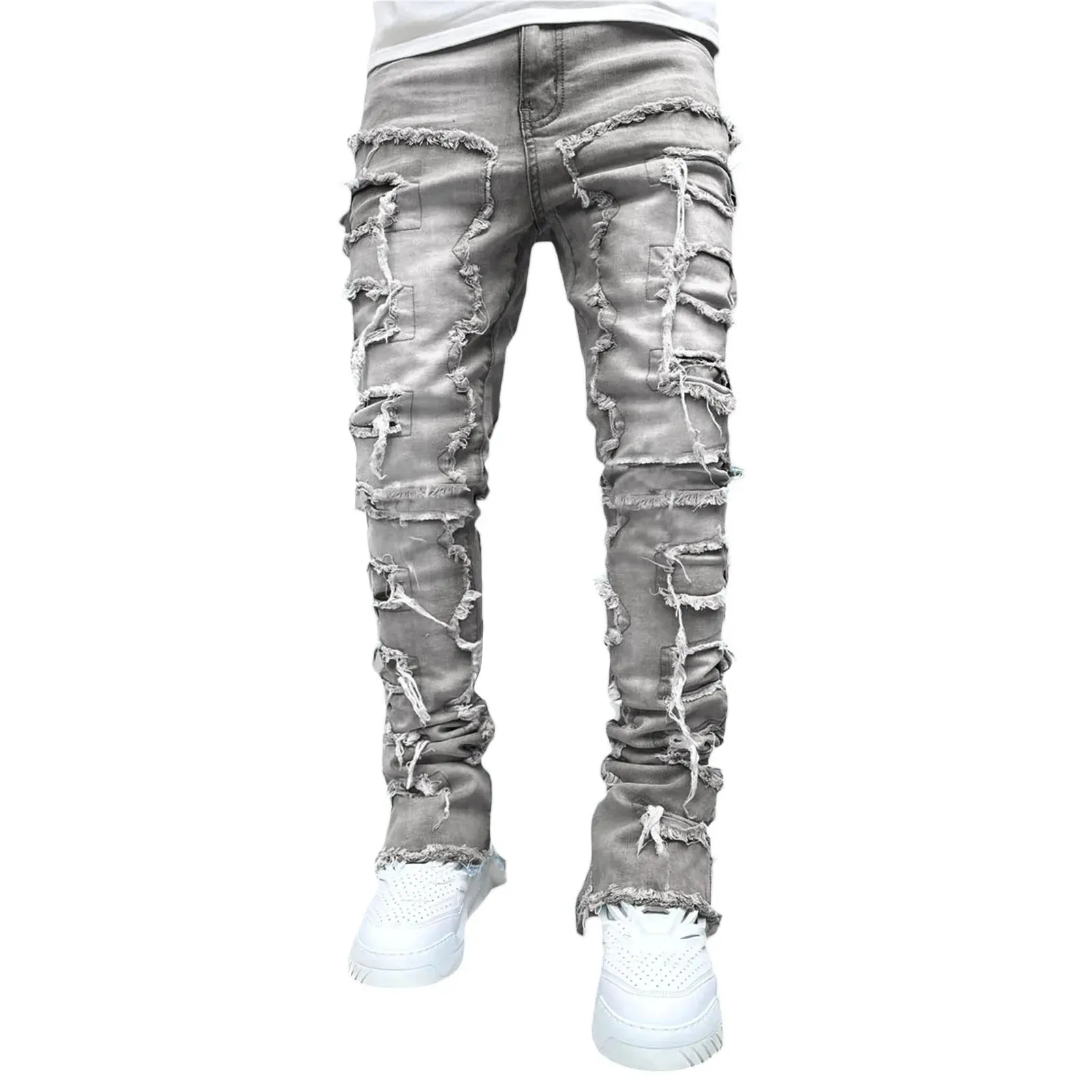 Men’s Streetwear Distressed Jeans – Classic Ripped Denim for Urban Fashion