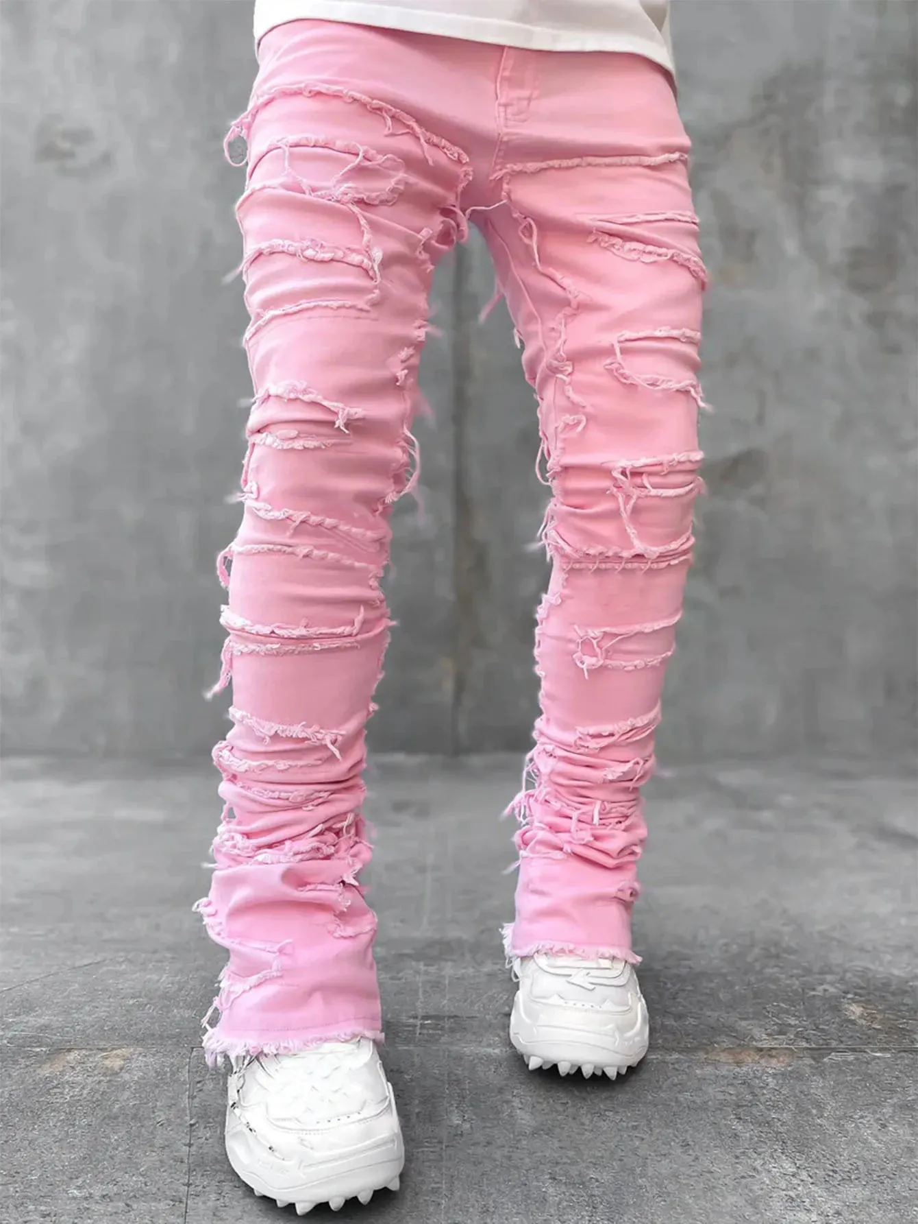 Men’s Streetwear Distressed Jeans – Classic Ripped Denim for Urban Fashion