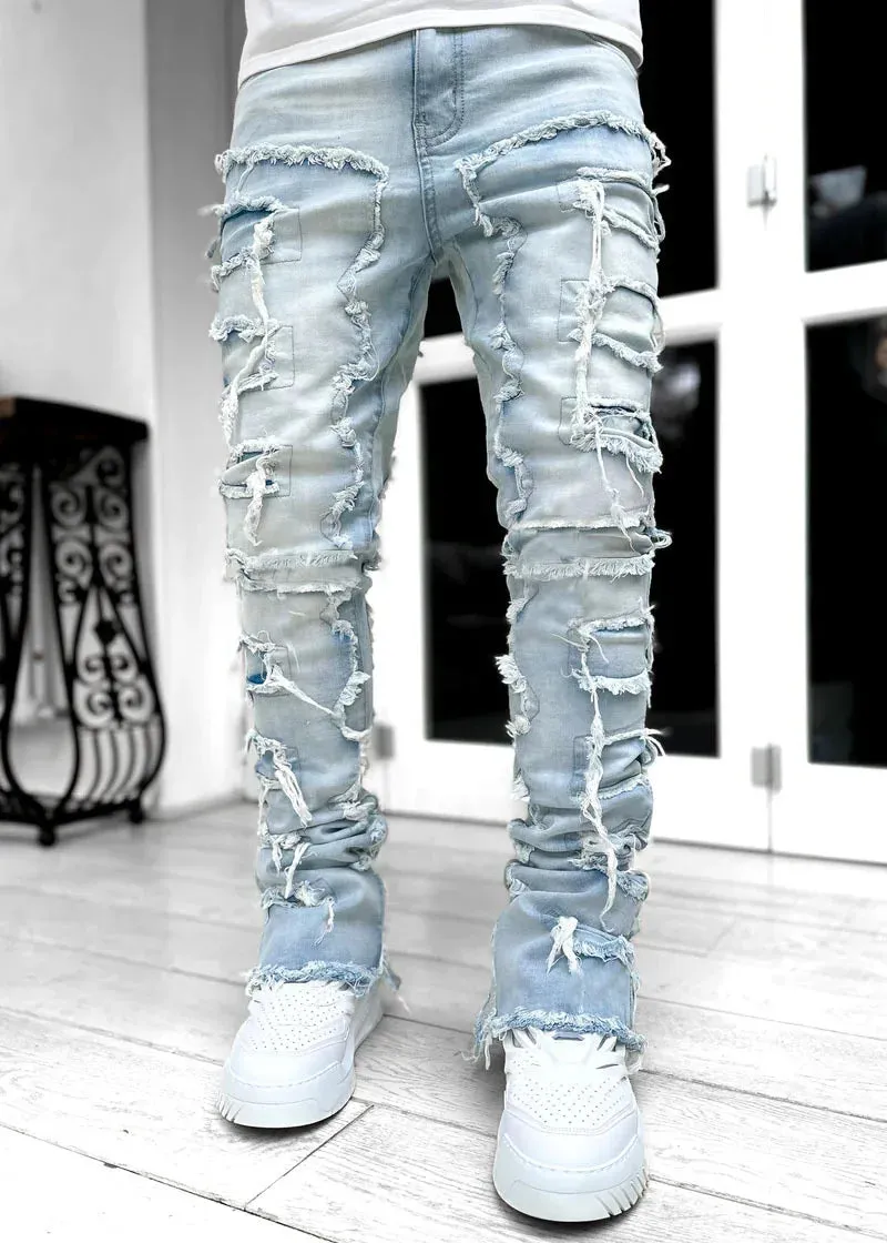 Men’s Streetwear Distressed Jeans – Classic Ripped Denim for Urban Fashion