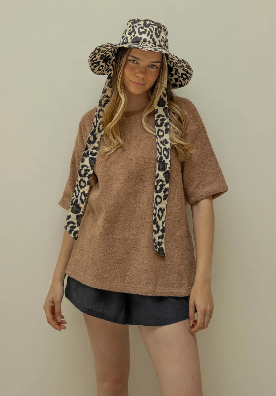 Miann & Co Womens - Kai Terry Towelling Boxy T-Shirt - Café Au Lait