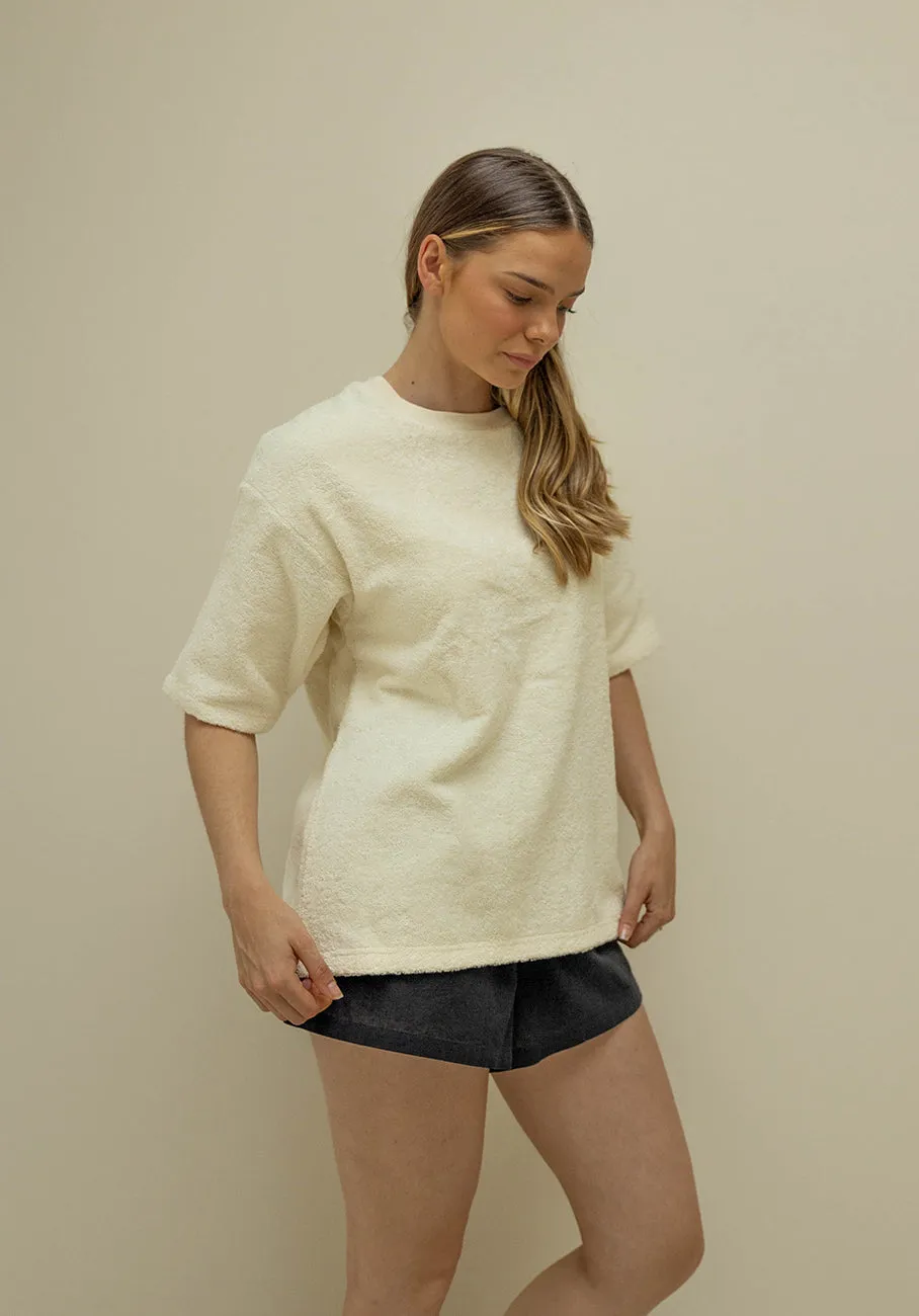 Miann & Co Womens - Kai Terry Towelling Boxy T-Shirt - Tofu