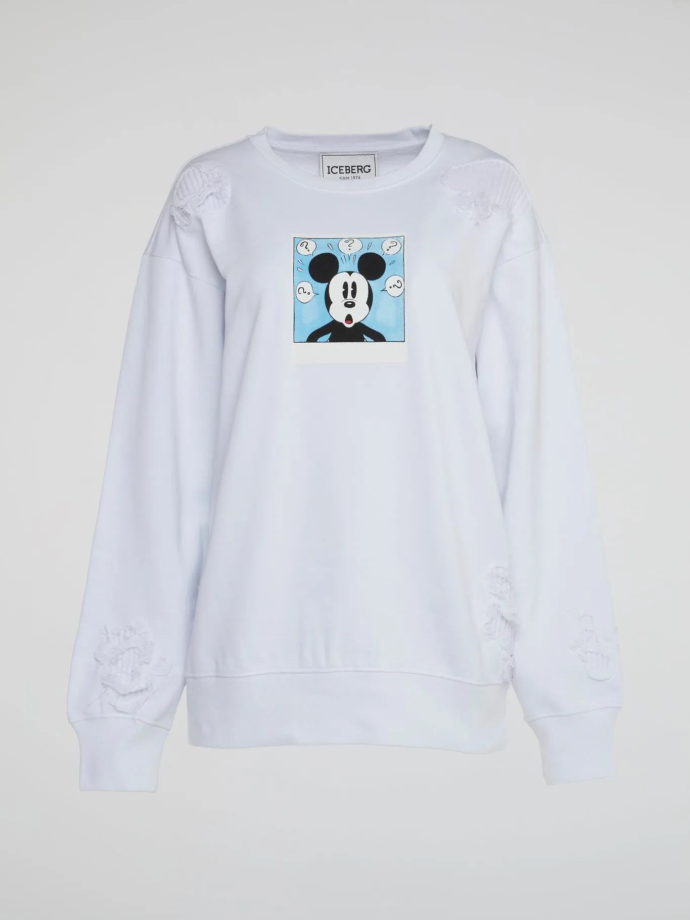 Mickey Mouse White Ripped Sweatshirt