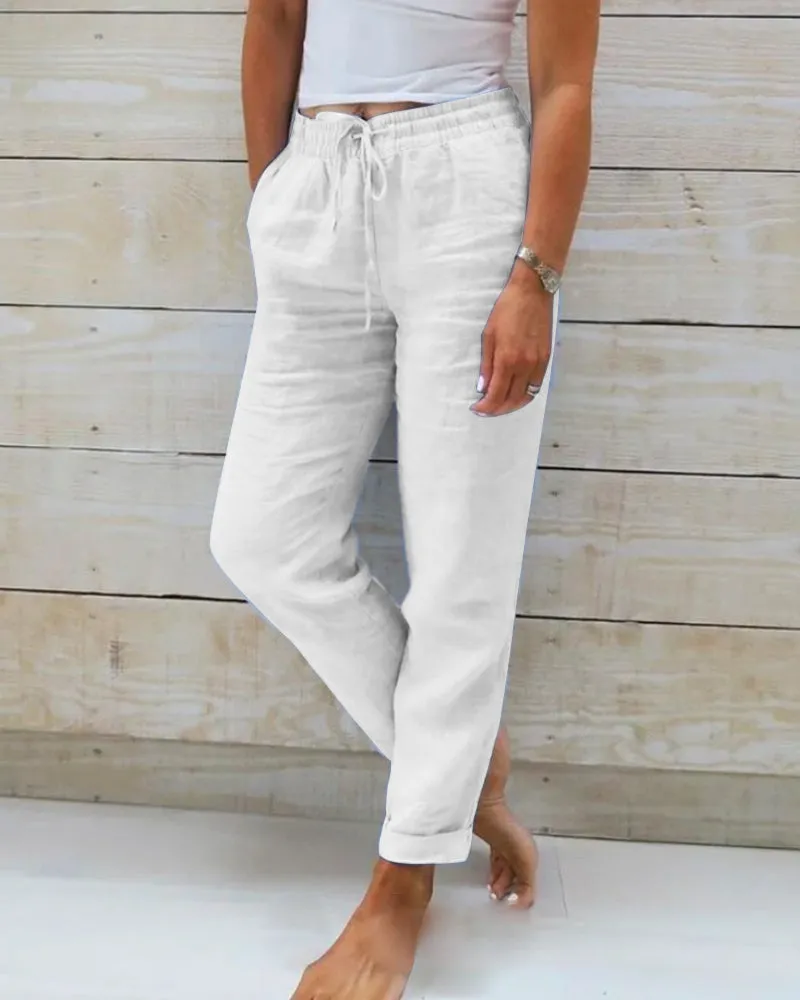 Monika™ | Casual Linen Drawstring Trousers