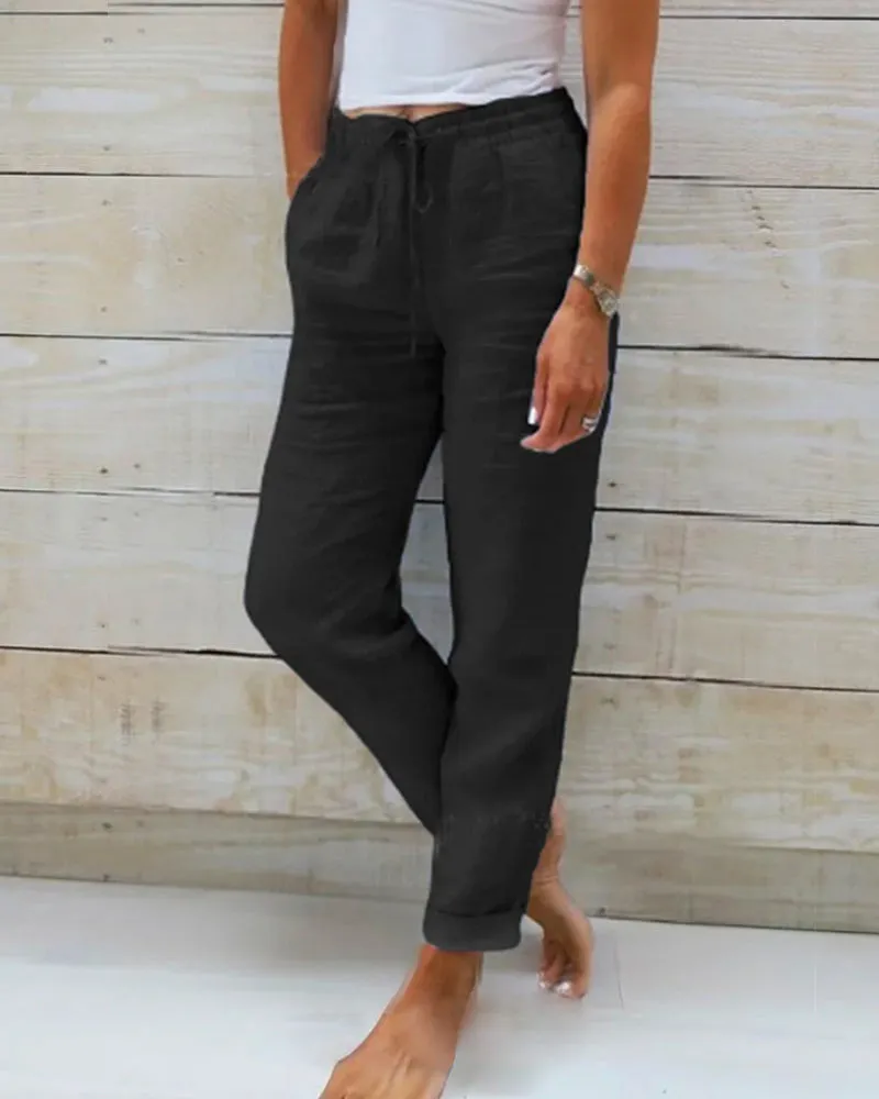Monika™ | Casual Linen Drawstring Trousers