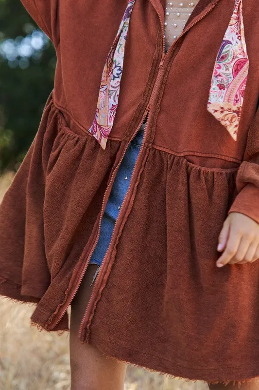 Most Adorable Flare Hoodie Zip Jacket