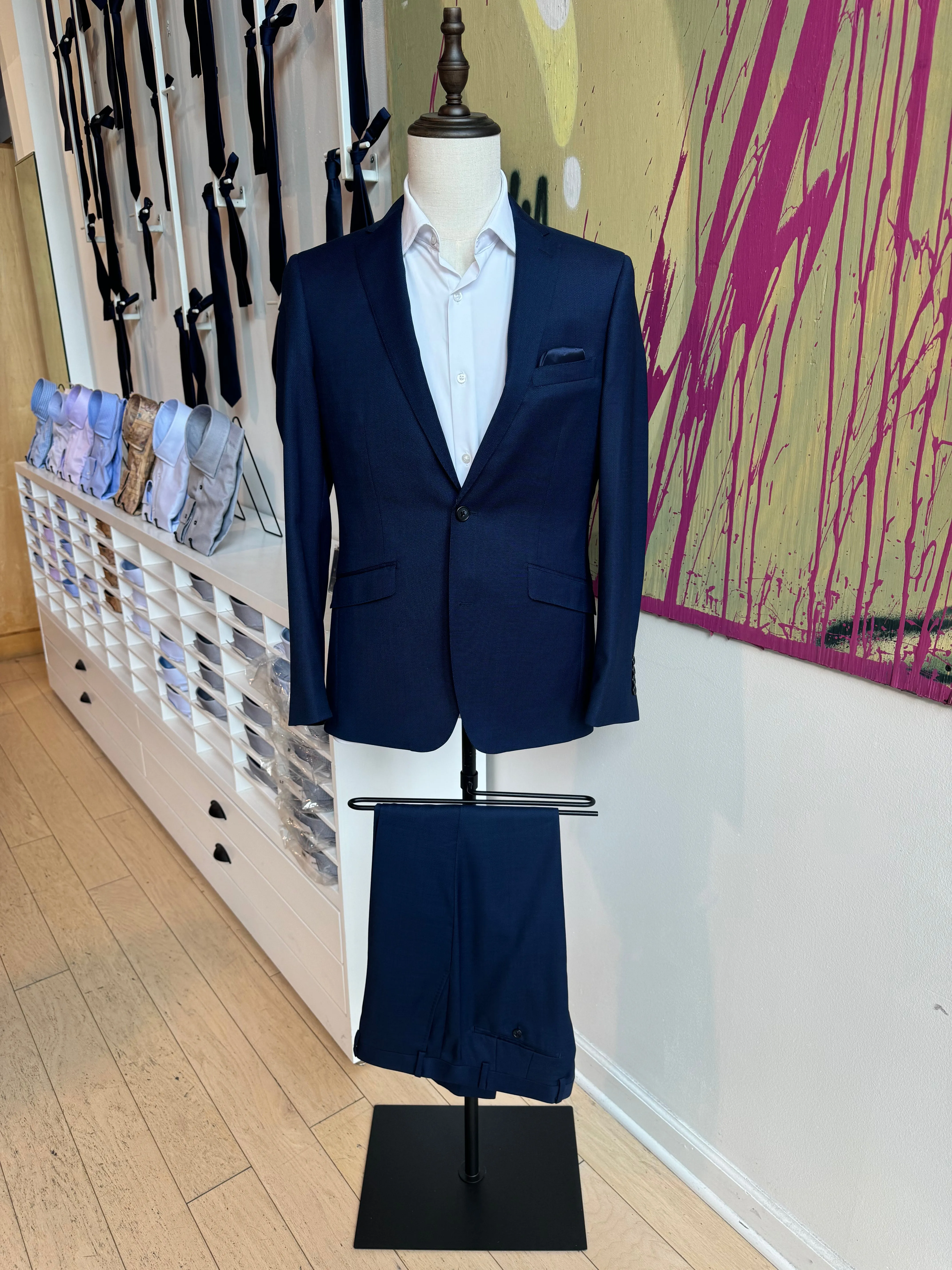 Navy Birdseye Suit Coat