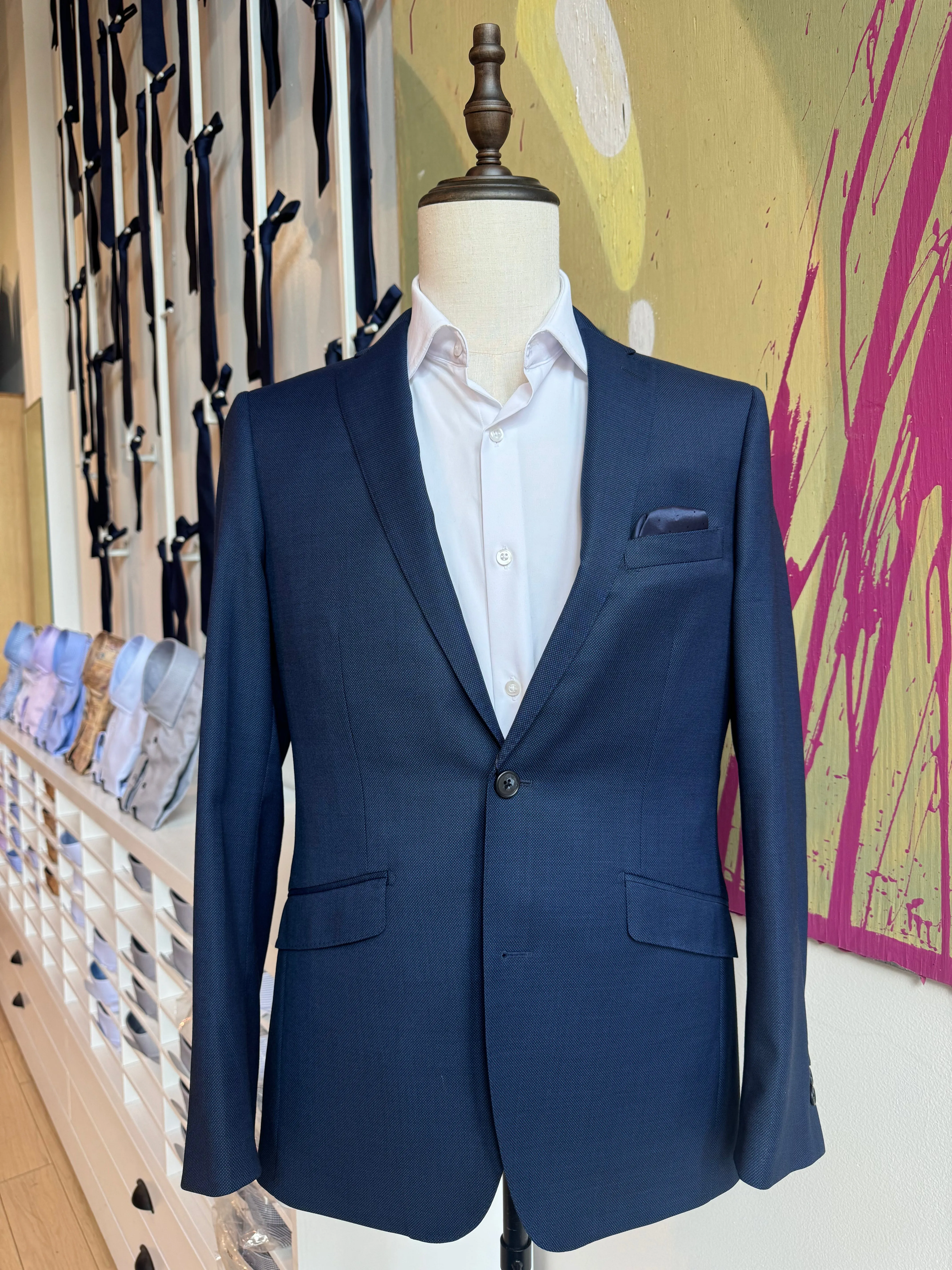 Navy Birdseye Suit Coat