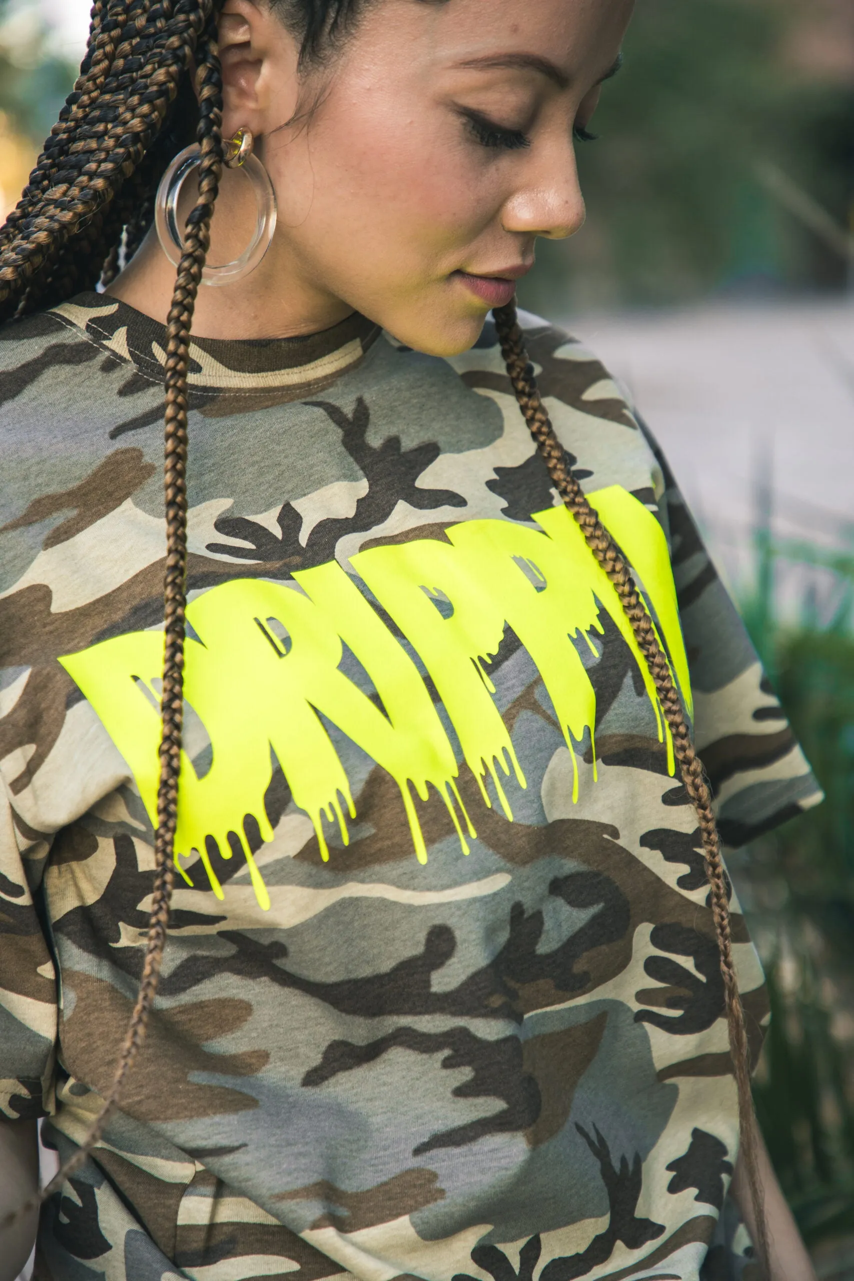 Neon Yellow Drippin | Desert Camo Tee